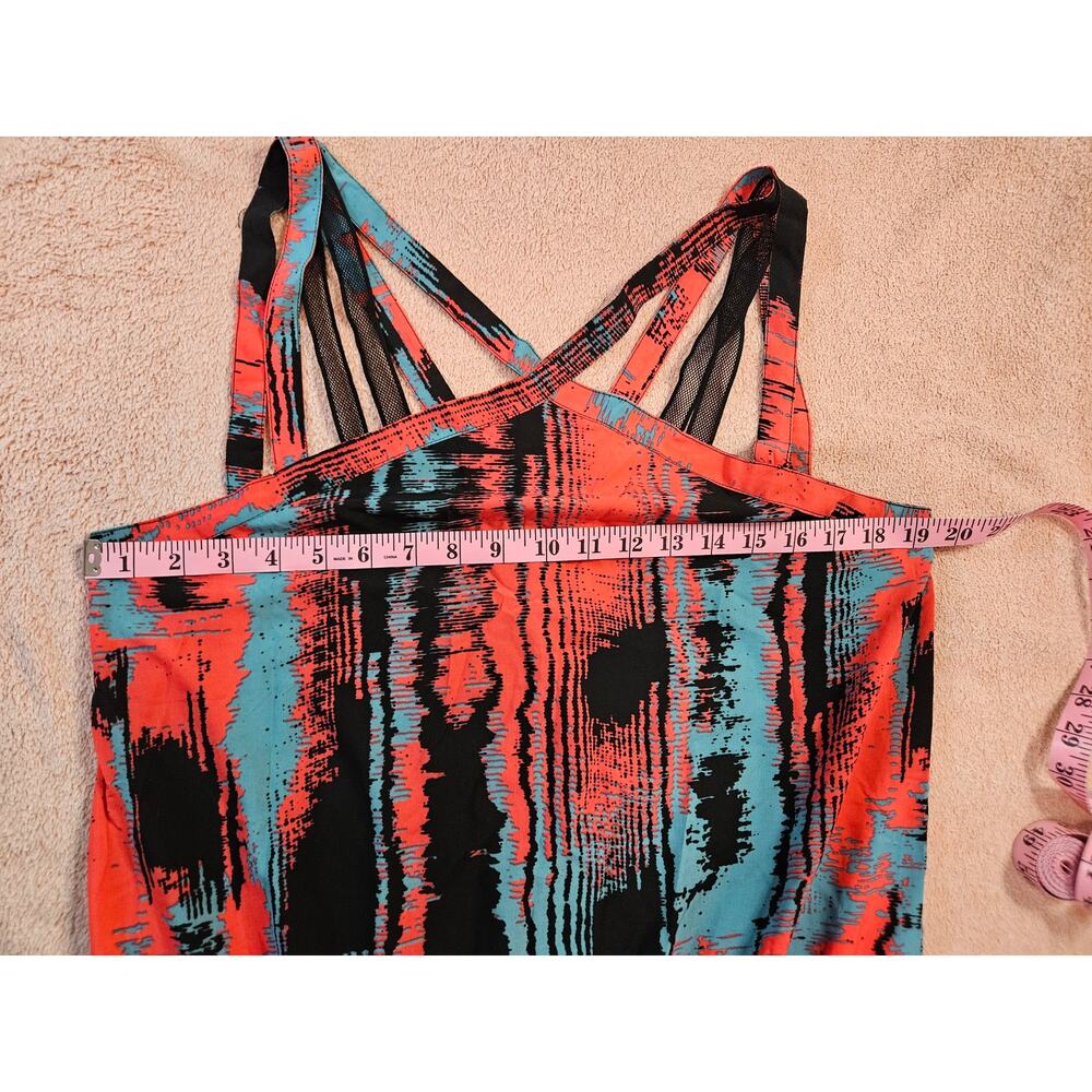 Fabletics Liza Romper in Heat Wave Print Strappy Mesh Detail Women's Large - Picture 6 of 9